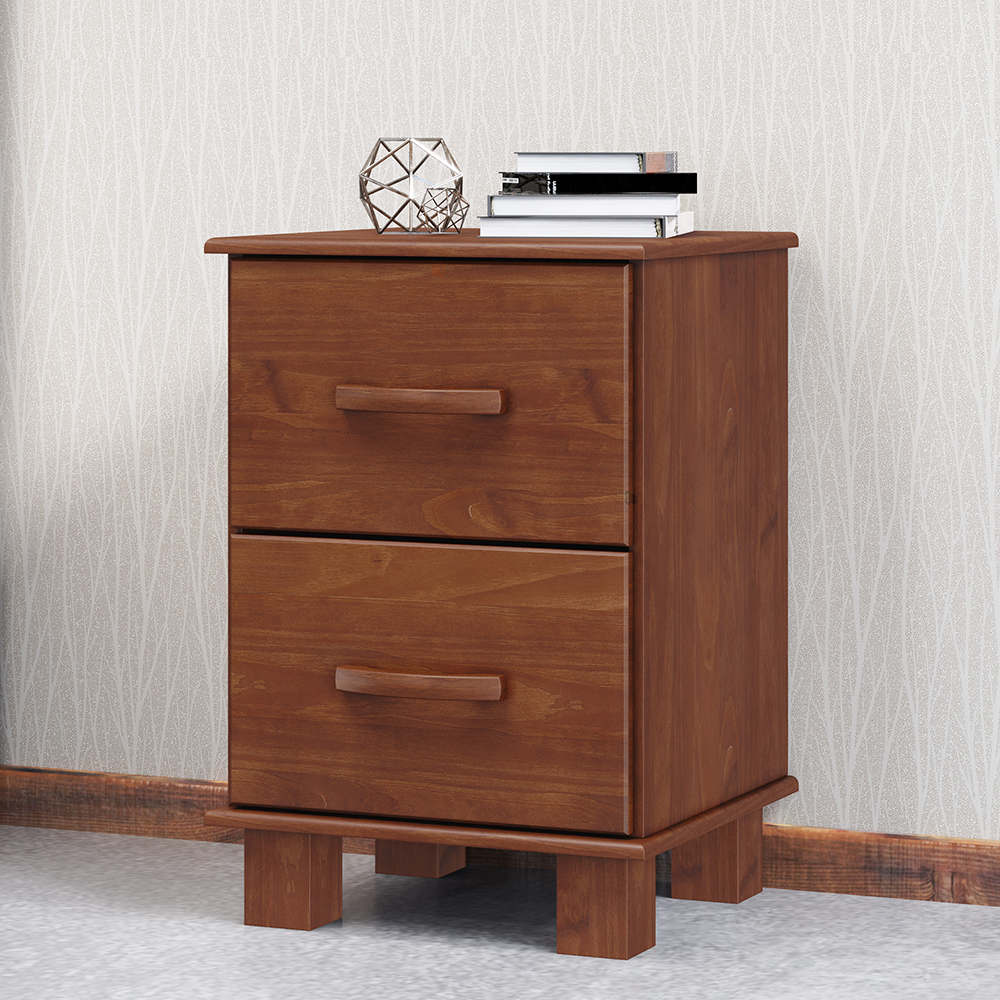 Mesa de Cabeceira Madeira Maciça 2 Gavetas 42cm 1137 Imbuia Milani Store