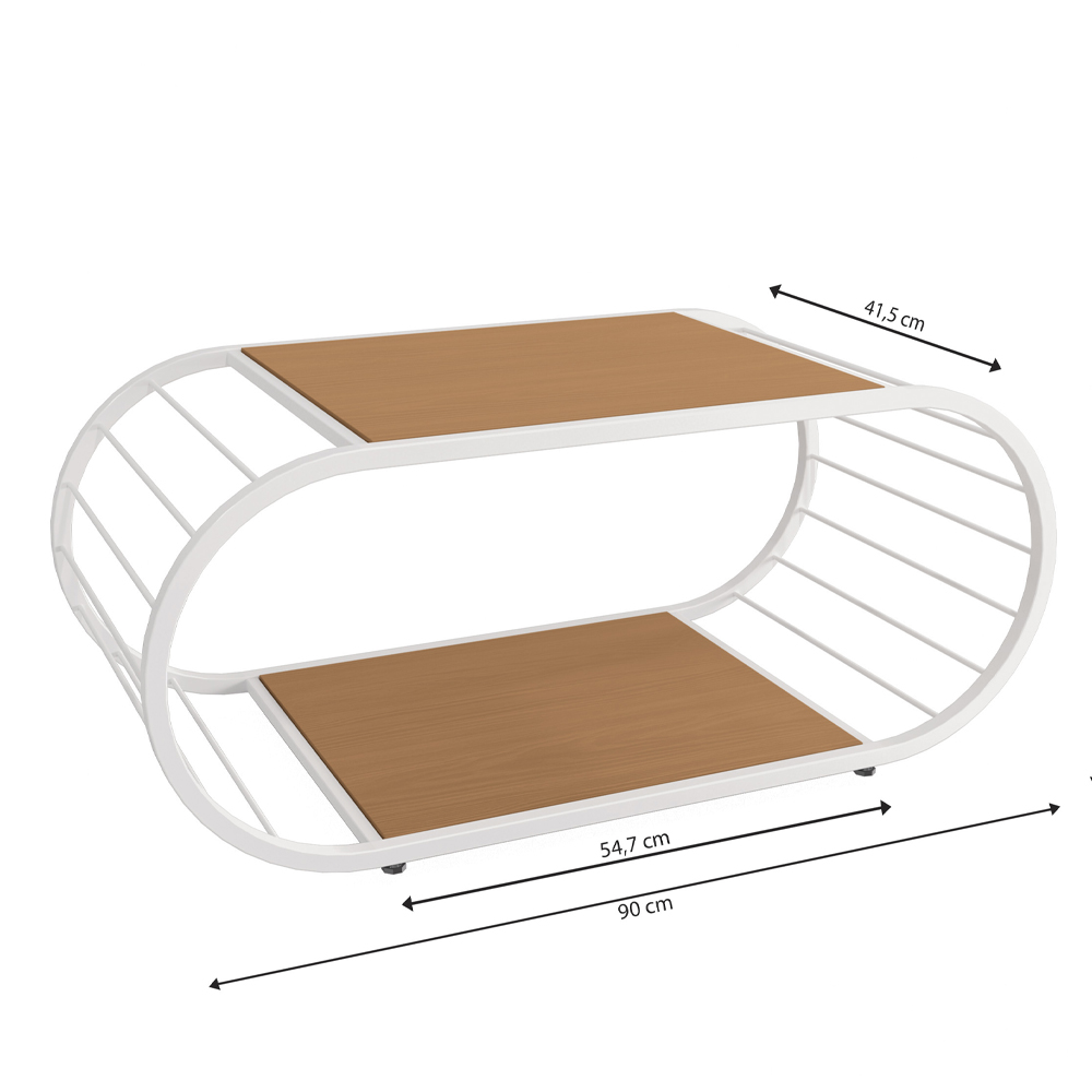 Mesa de Centro Industrial 90 cm LI039 Canela Branco KPB