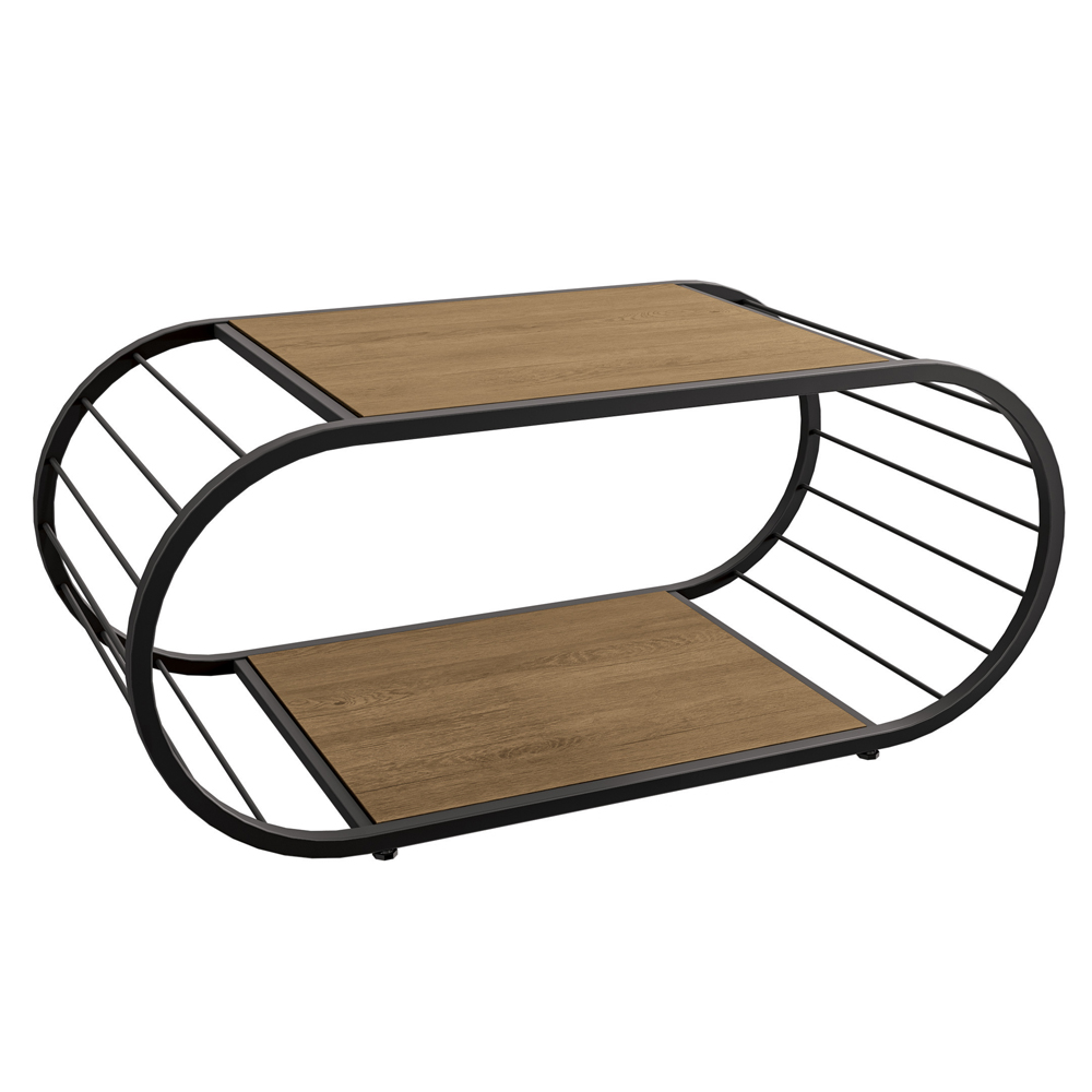 Mesa de Centro Industrial 90 cm LI039 Freijo Preto Fosco KPB