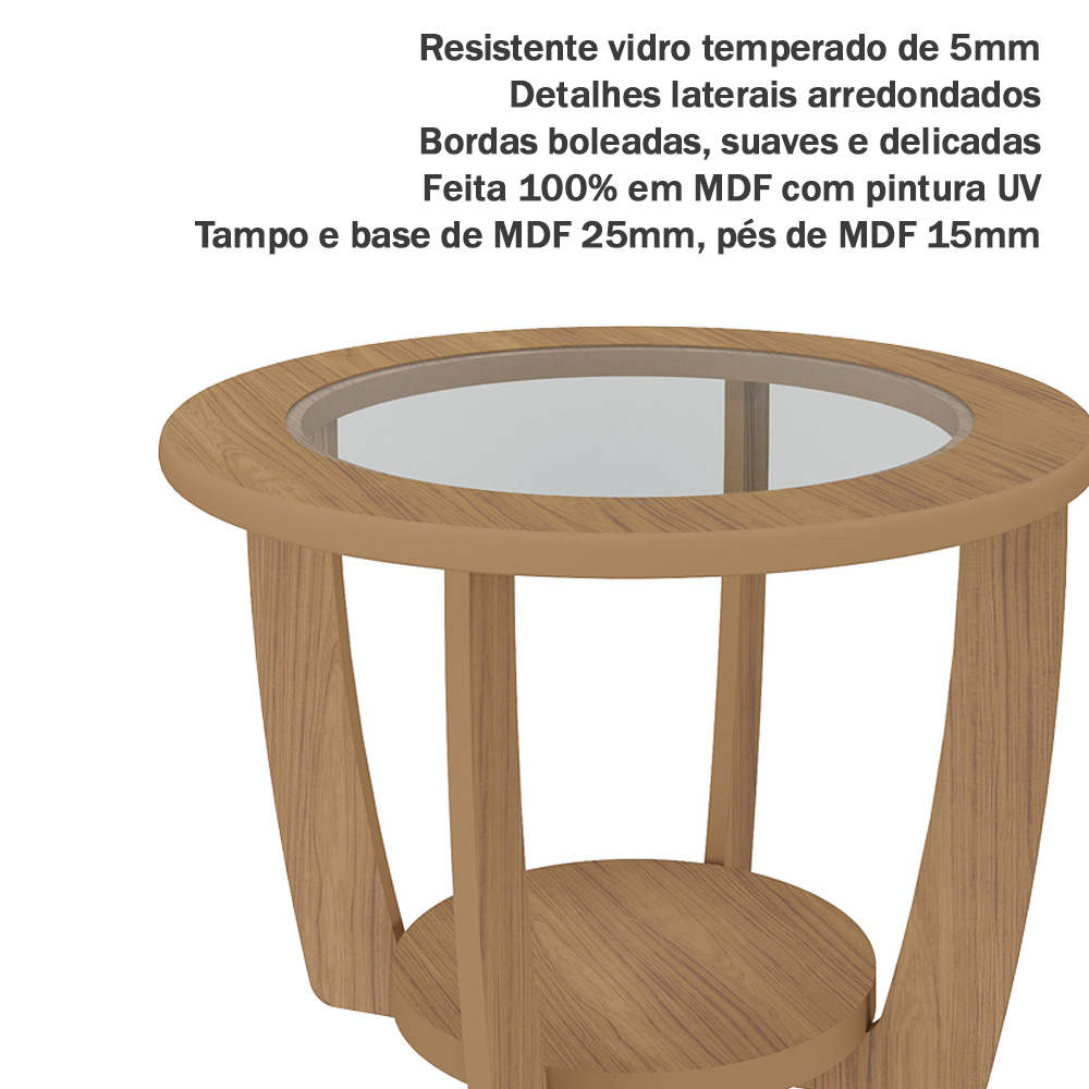 Mesa de Centro MDF 60 cm Sala de Estar 4575 Carvalho ARLY