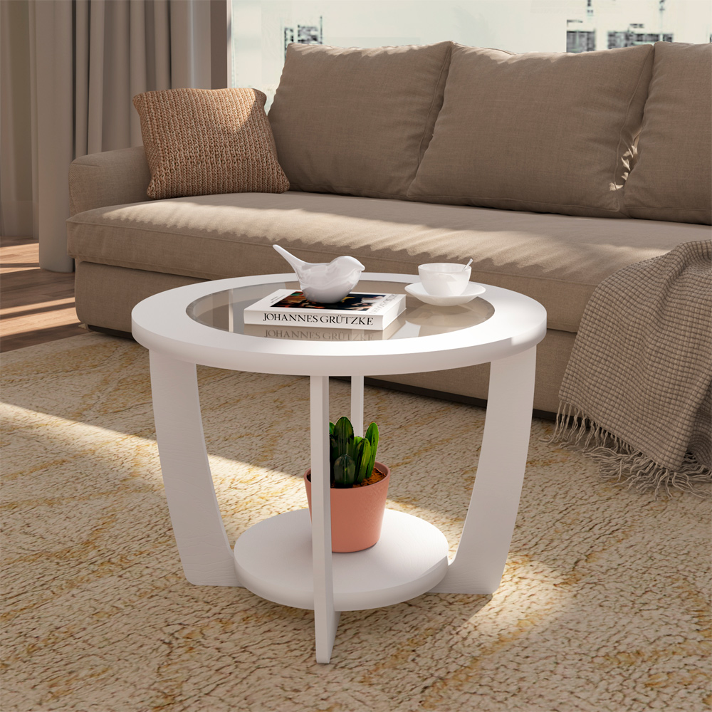 Mesa de Centro MDF 60 cm Sala de Estar 4629 Branco ARLY