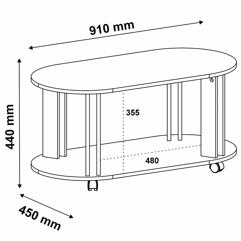 Mesa de Centro MDF Sala de Estar 91 cm 4619 Cedro Off White ARLY