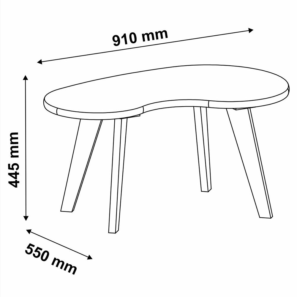Mesa de Centro MDF Tampo Curvo 91 cm 4604 Off White ARLY