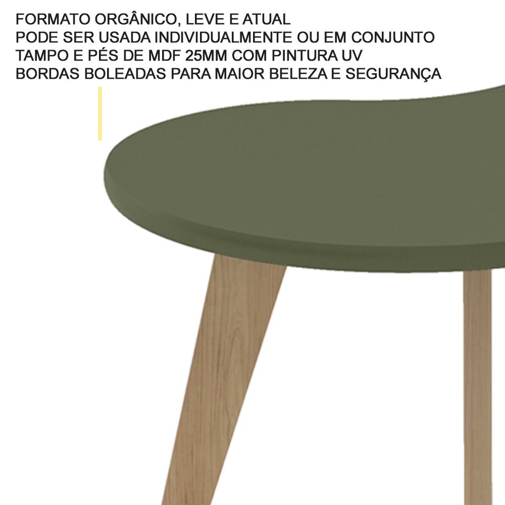 Mesa de Centro MDF Tampo Curvo 91 cm 4715 Menta ARLY