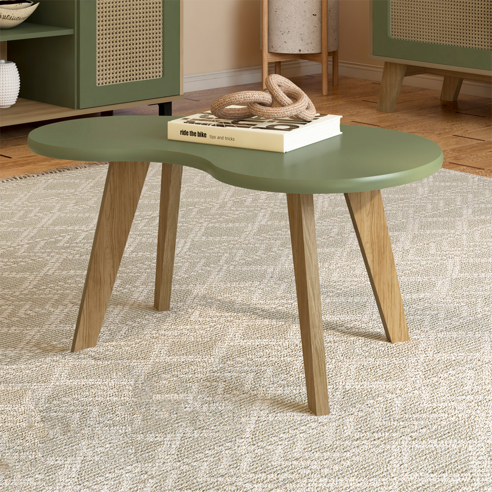 Mesa de Centro MDF Tampo Curvo 91 cm 4715 Menta ARLY