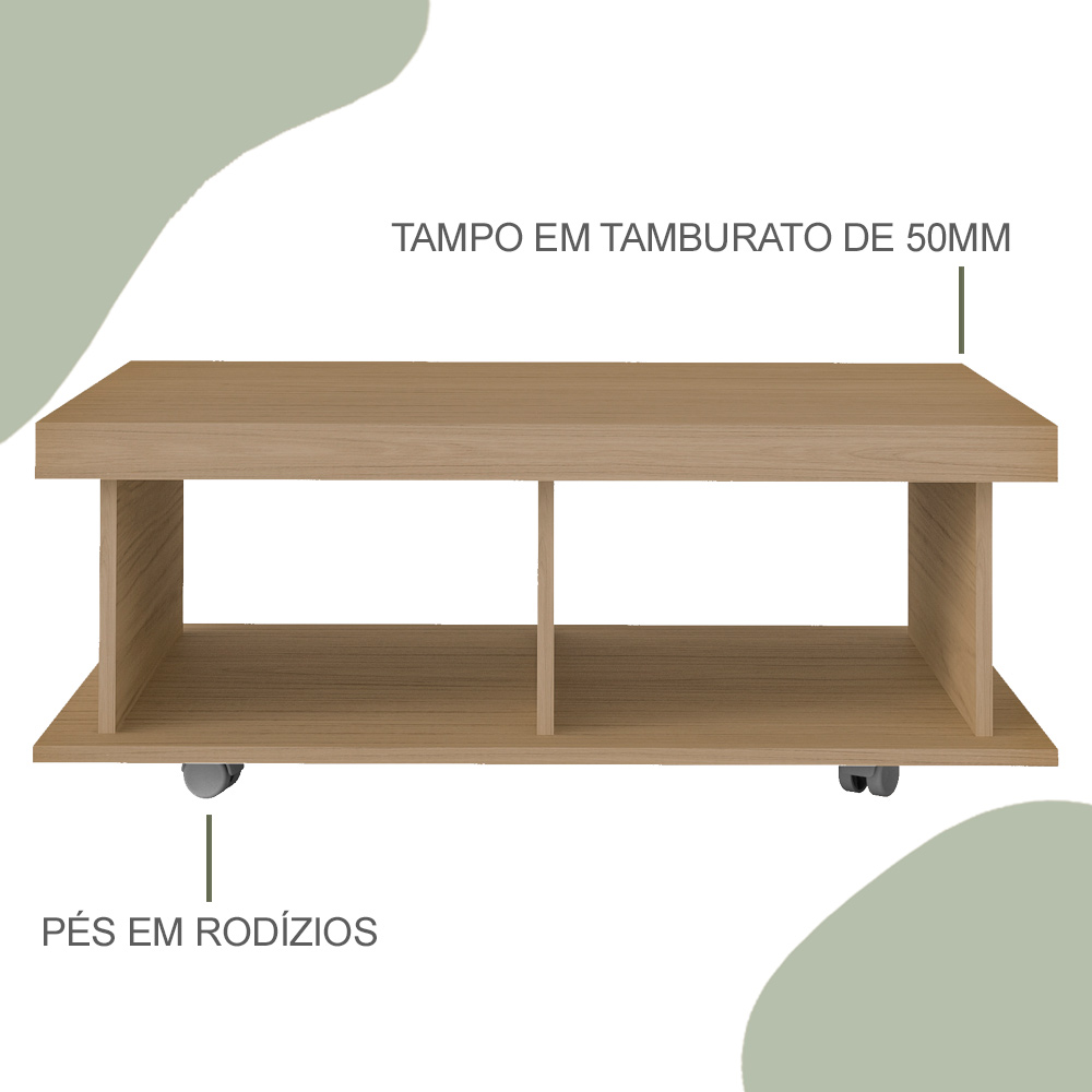 Mesa de Centro Para Sala 90 cm 4295 Carvalho ARLY