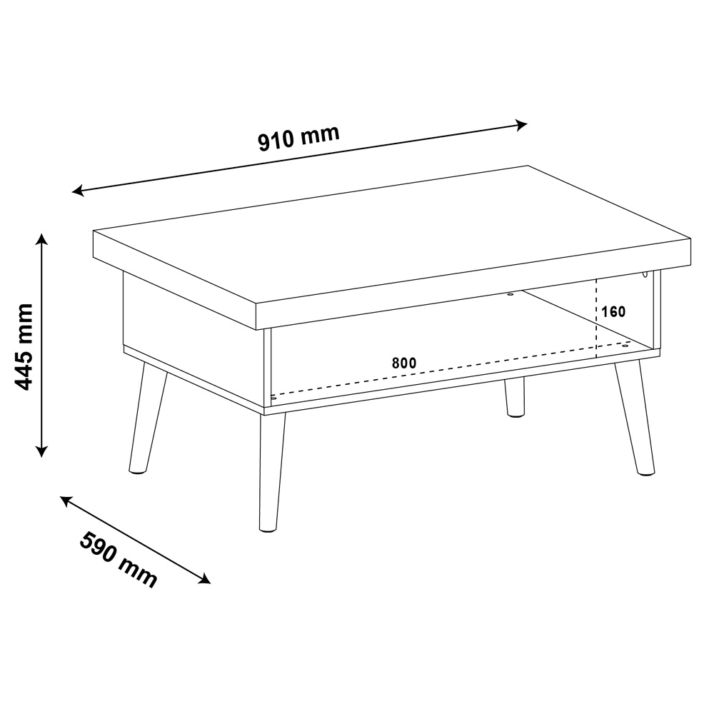 Mesa de Centro Para Sala 91 cm 3840 Pinho Off White ARLY