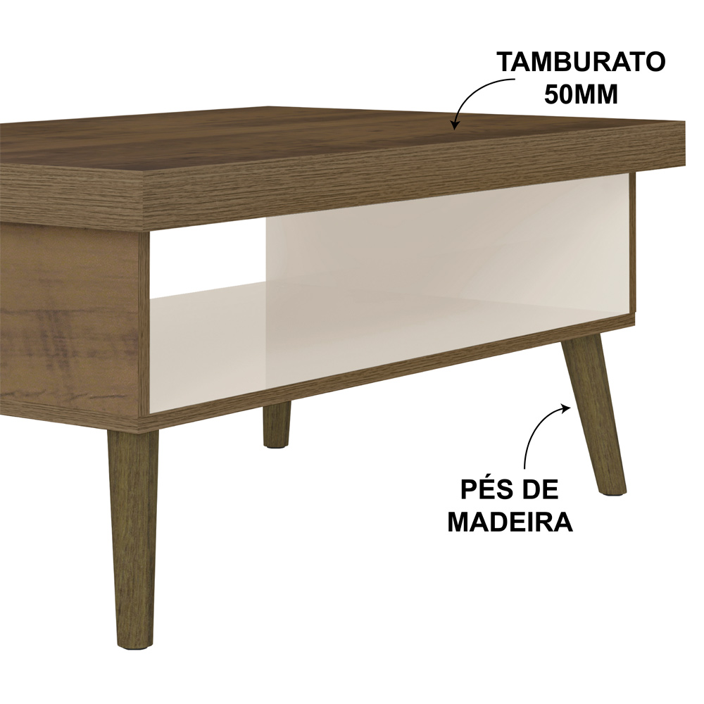 Mesa de Centro Para Sala 91 cm 3840 Pinho Off White ARLY