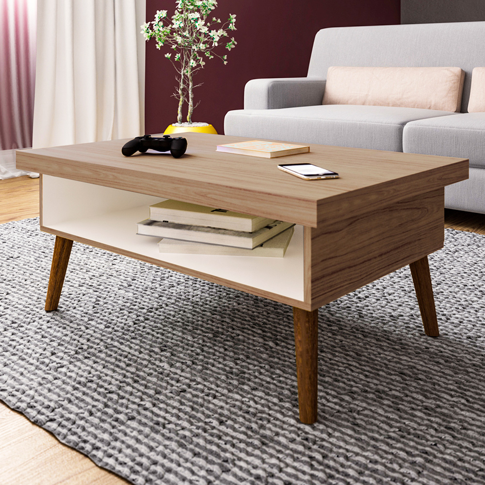 Mesa de Centro Para Sala 91 cm 4150 Carvalho Off White ARLY