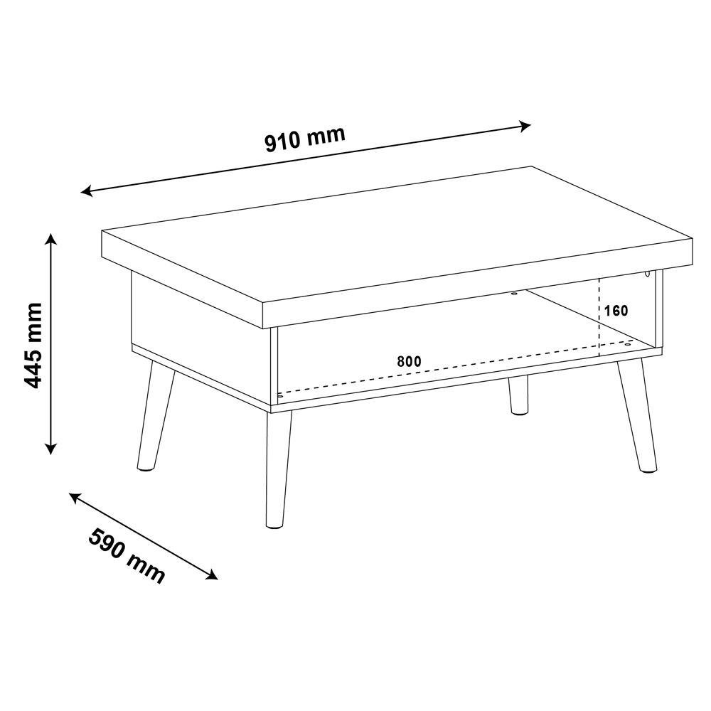 Mesa de Centro Para Sala 91 cm 4150 Carvalho Off White ARLY
