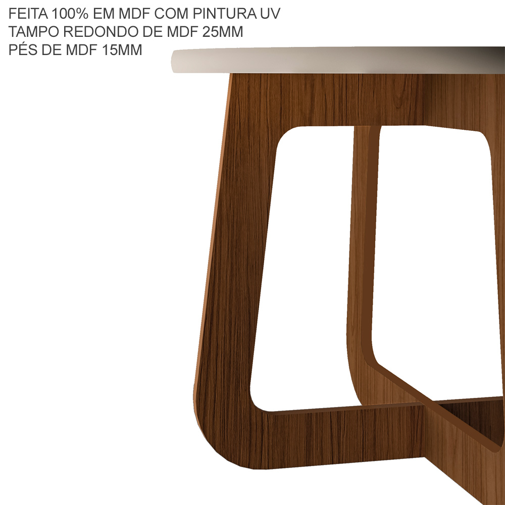 Mesa de Centro Para Sala de Estar 59 cm 4498 Off White Cedro ARLY