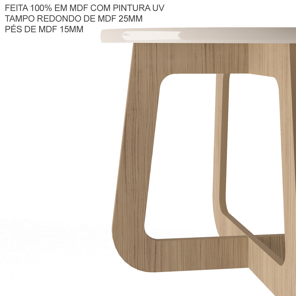 Mesa de Centro Para Sala de Estar 59 cm 4551 Off White Carvalho ARLY