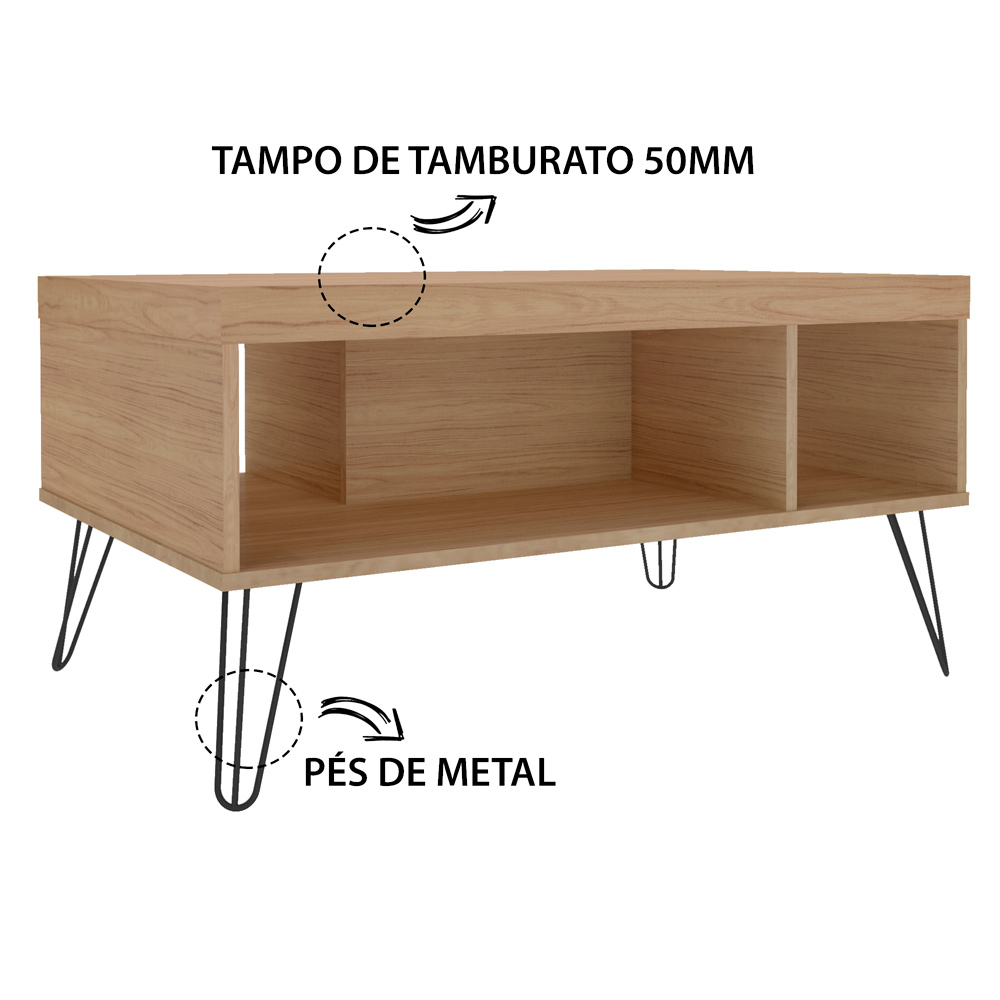 Mesa de Centro Sala de Estar 91 cm 4215 Carvalho ARLY