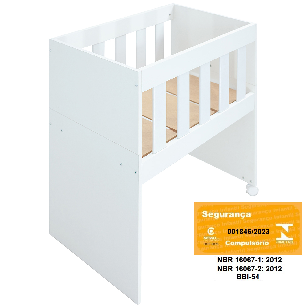 Mini Berço Moises Com Colchao E Rodizios BBI54 Branco Dtall