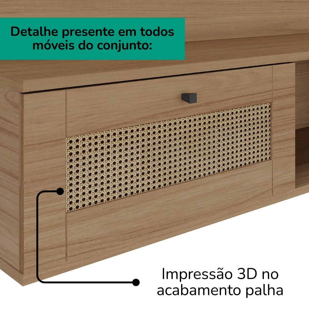 Painel 72 Pol Aparador 2 Mesas TR4 Carvalho ARLY