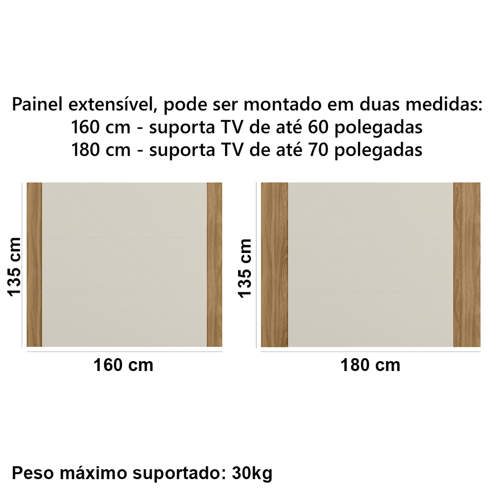 Painel Extensivel Para TV 70 Pol Dub Off White Nature PLLA
