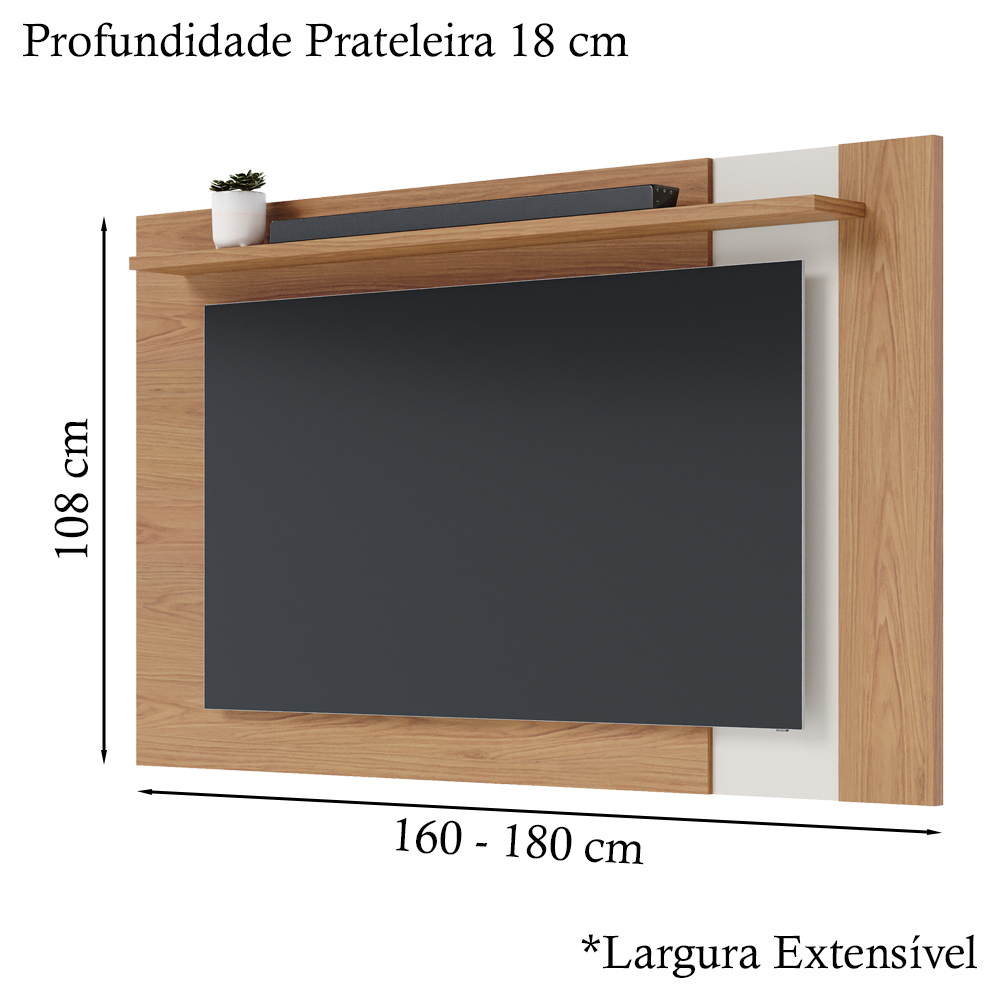 Painel Extensivel TV 70 Polegadas Leme Freijo Off White Matte CLB