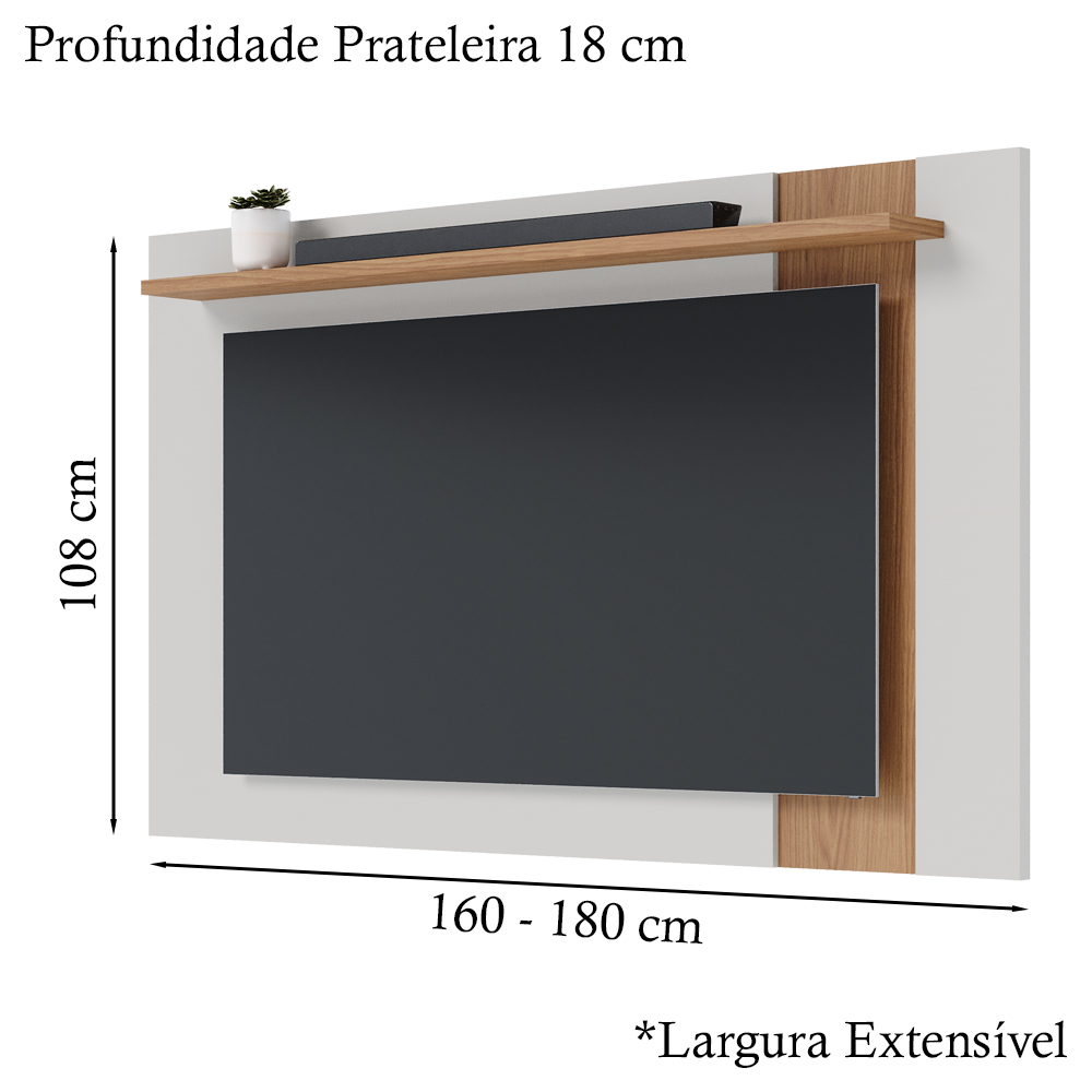 Painel Extensivel TV 70 Polegadas Leme Off White Matte Freijo CLB
