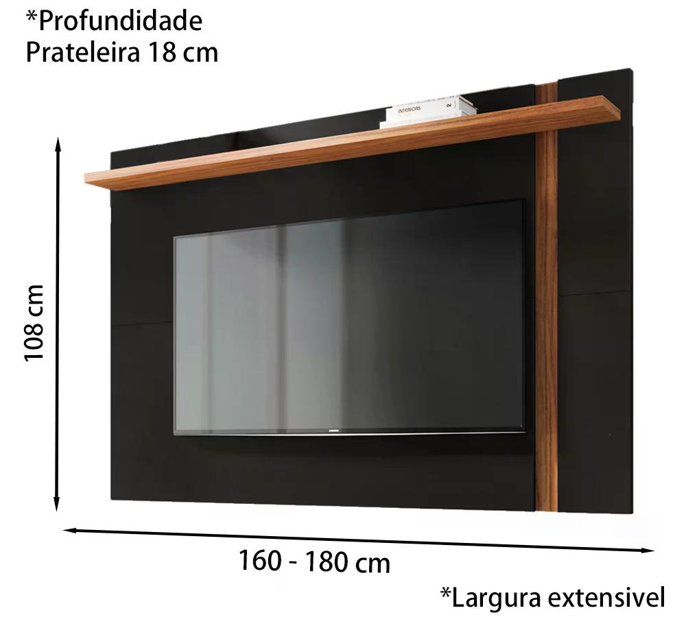 Painel Extensivel TV 70 Polegadas Leme Preto Noce Milano CLB