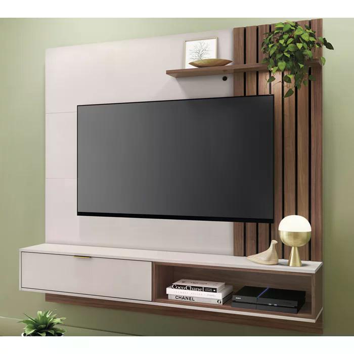 Painel Home Para TV 60 Polegadas Tocantins Off White Nogueira Real CLB