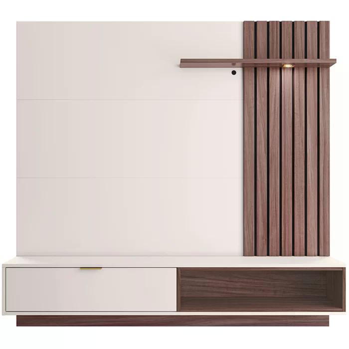 Painel Home Para TV 60 Polegadas Tocantins Off White Nogueira Real CLB
