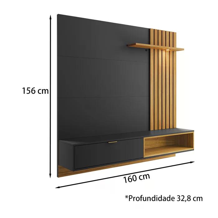 Painel Home Para TV 60 Polegadas Tocantins Preto Noce Milano CLB