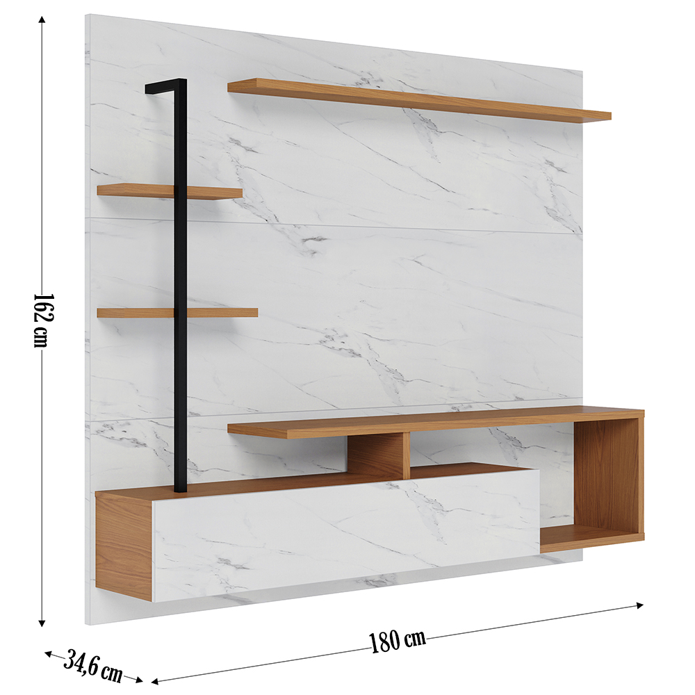 Painel Home Suspenso TV 55 Pol Maragogi Calacatta Freijo Bco Neve CLB
