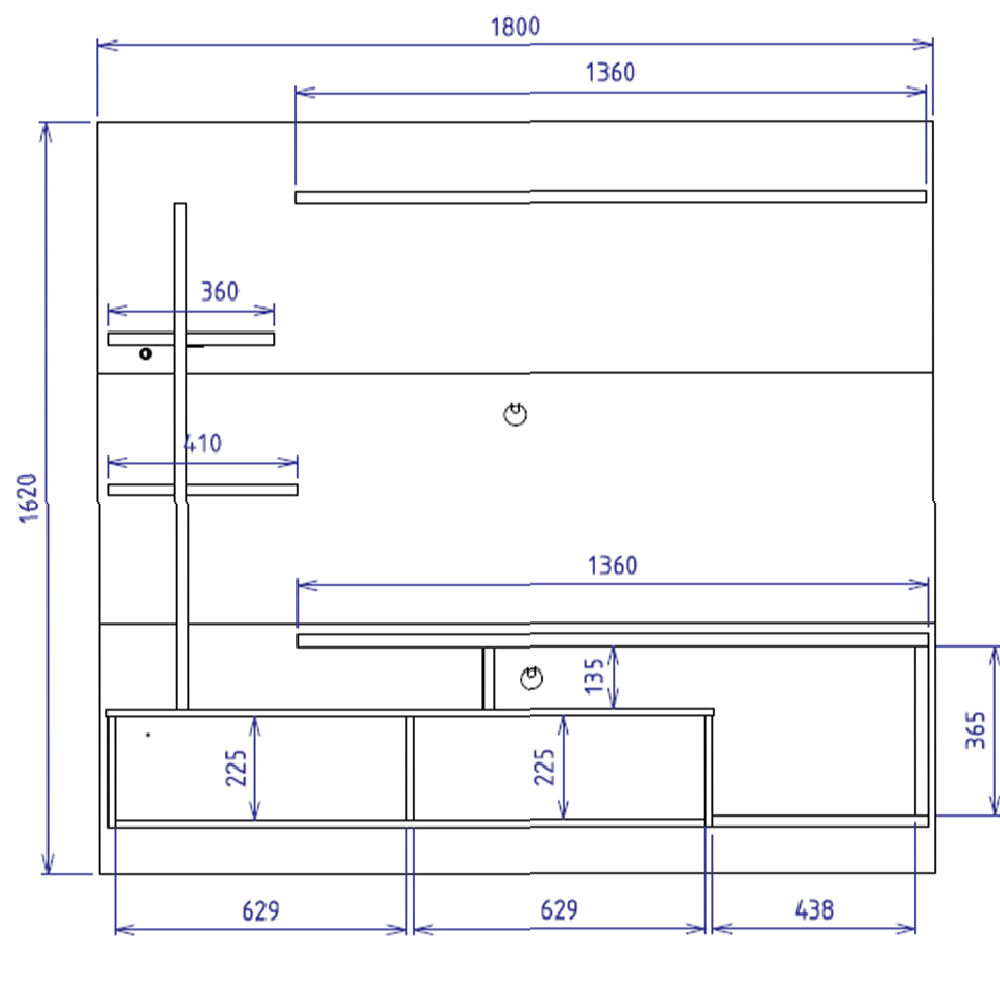 Painel Home Suspenso TV 55 Pol Maragogi Calacatta Freijo Bco Neve CLB