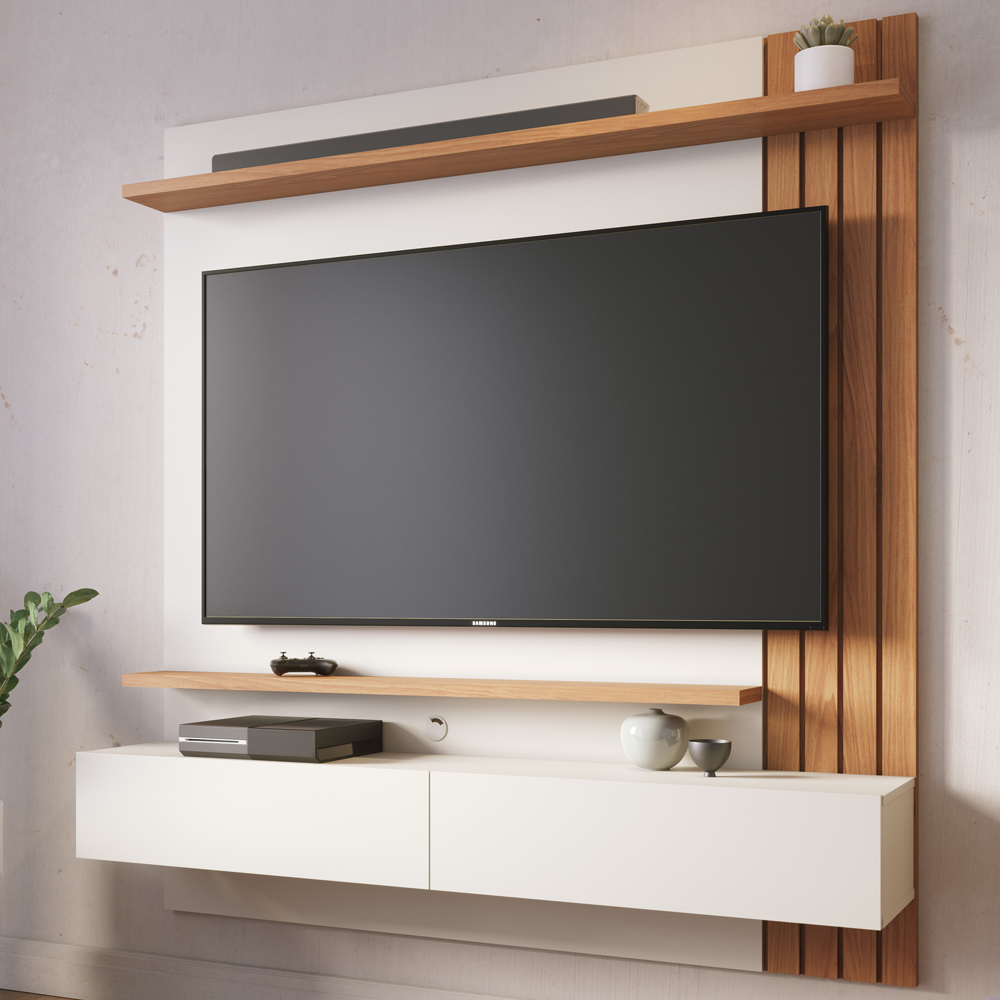 Painel Home Suspenso TV 65 Polegadas Juriti Off White Matte Freijo CLB