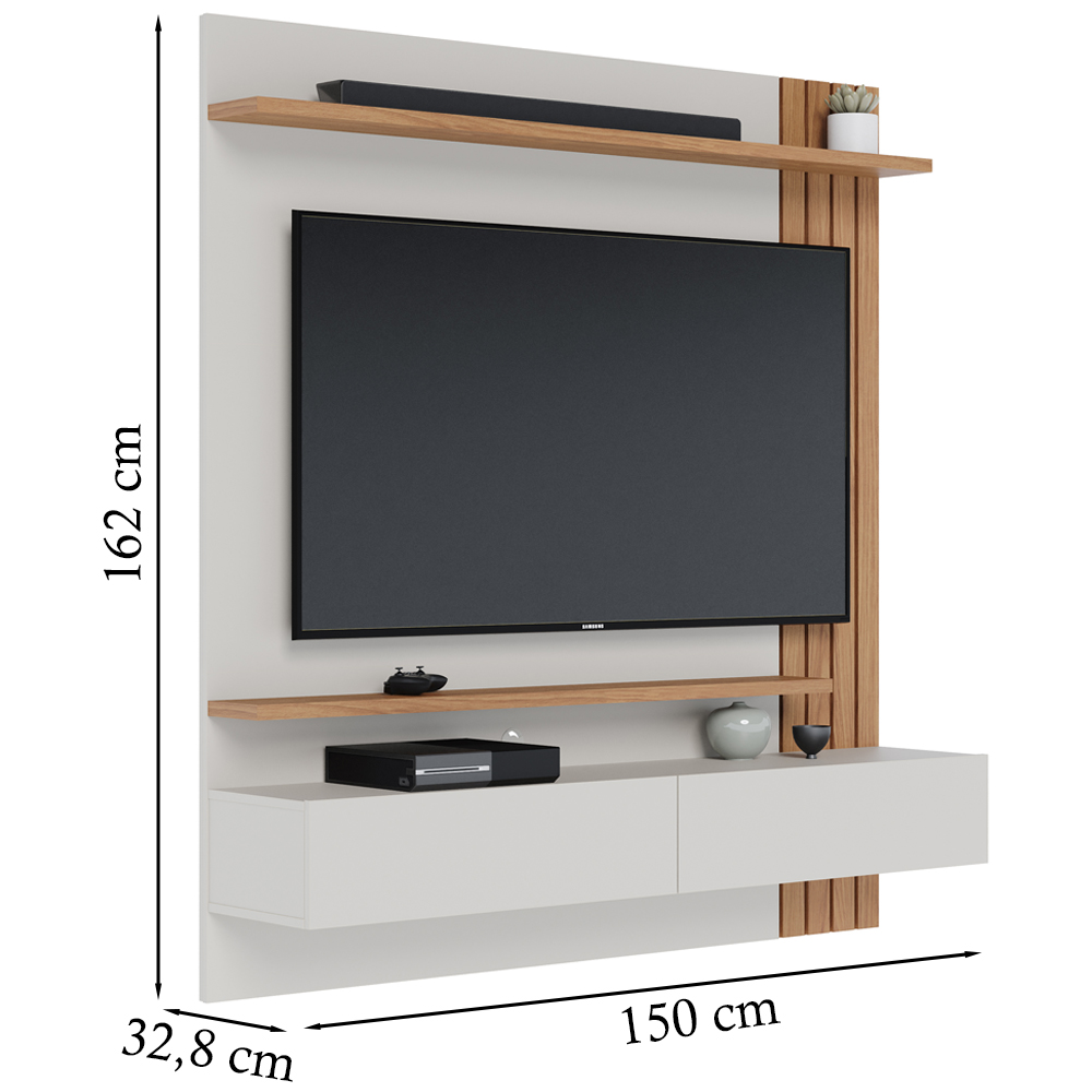 Painel Home Suspenso TV 65 Polegadas Juriti Off White Matte Freijo CLB