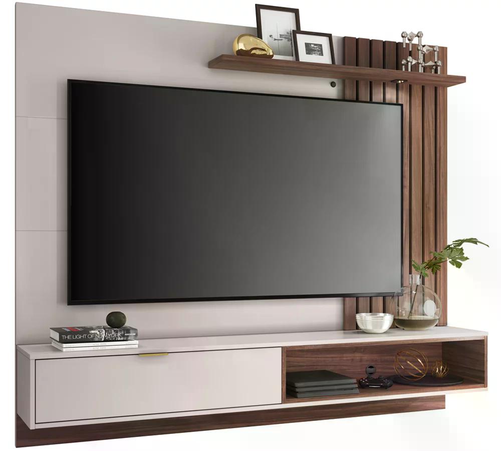 Painel Home Suspenso TV 65 Polegadas Tocantins Off White Nogueira Real CLB