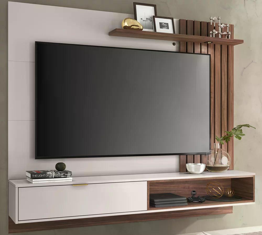 Painel Home Suspenso TV 65 Polegadas Tocantins Off White Nogueira Real CLB