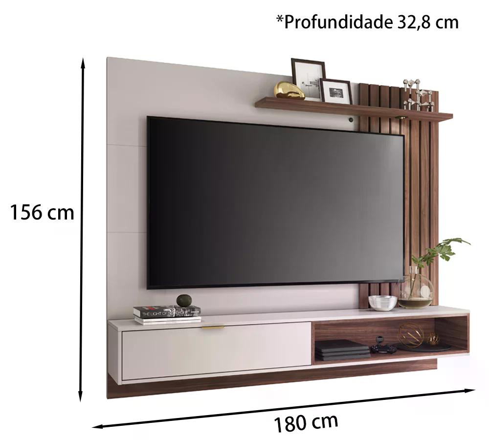 Painel Home Suspenso TV 65 Polegadas Tocantins Off White Nogueira Real CLB