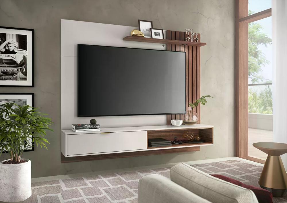 Painel Home Suspenso TV 65 Polegadas Tocantins Off White Nogueira Real CLB