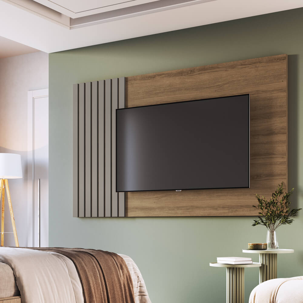 Painel Para TV 65 Polegadas Ripado 180cm Mel Fume PRODDY