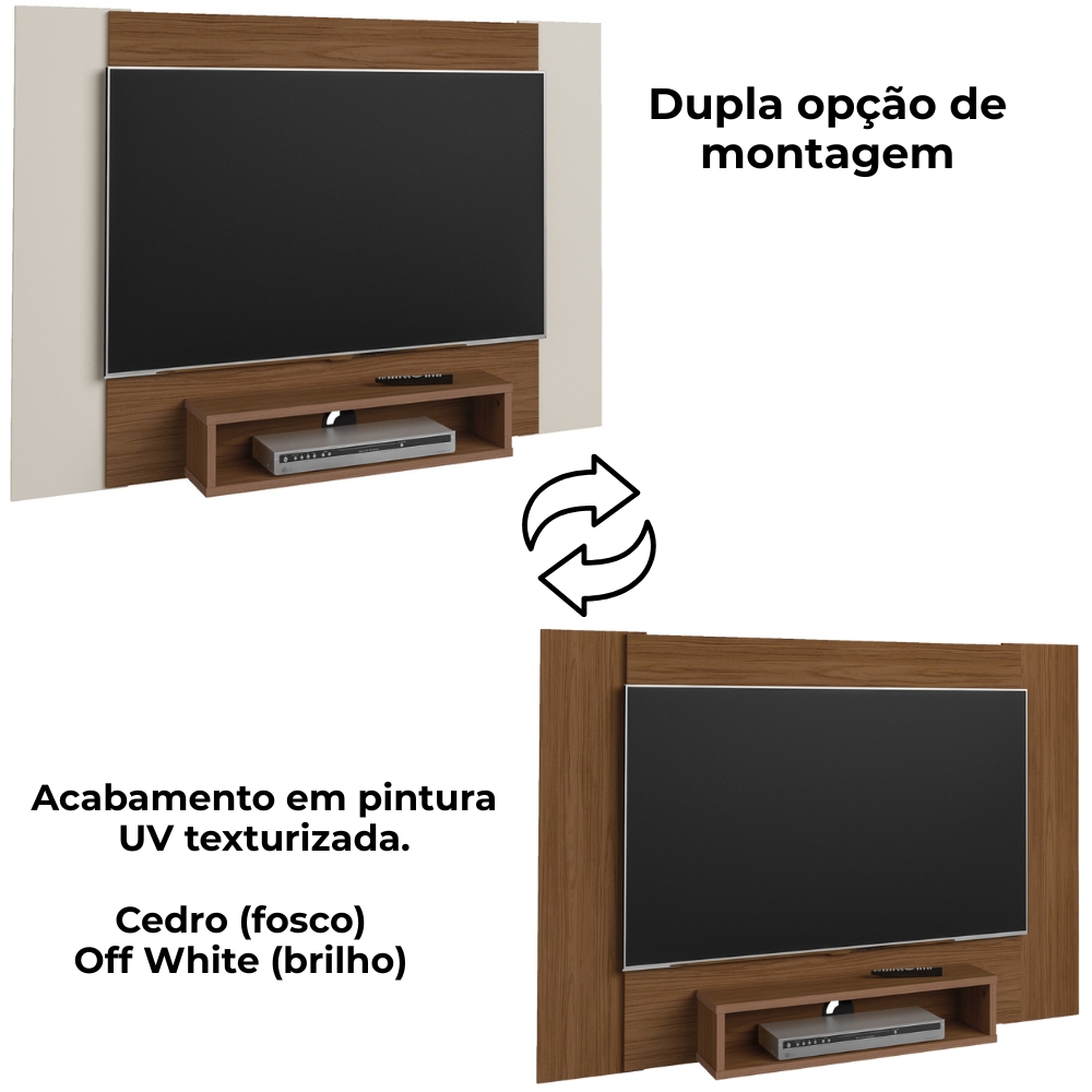 Painel Supenso Para TV 47 Pol 120 cm Cedro Off White ARLY