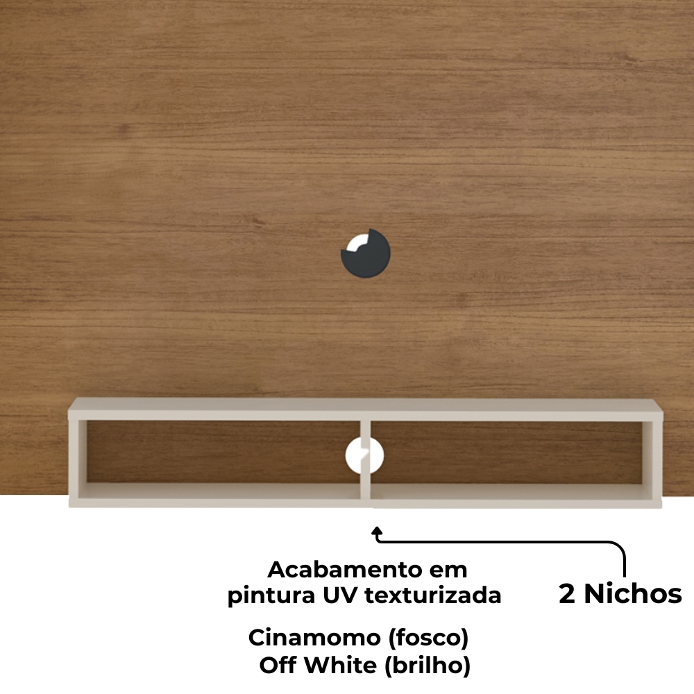 Painel Suspenso Para TV 50 Pol 120 cm Cinamomo Off White ARLY