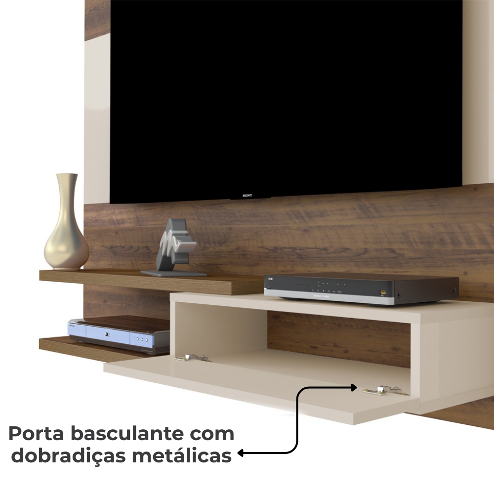 Painel Suspenso Para TV 55 Pol 135 cm Pinho Off White ARLY