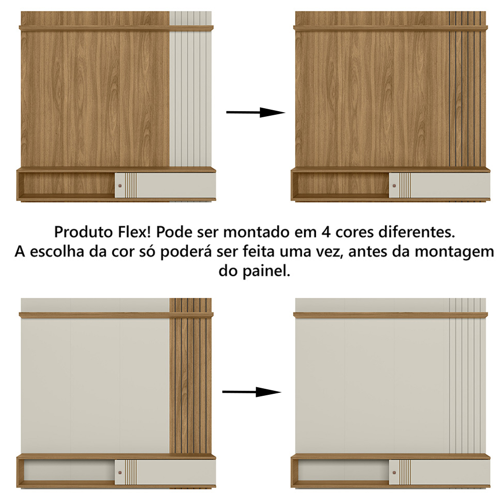 Painel Suspenso Para TV 55 Pol 136 cm 8650 Nature Off White PLLA
