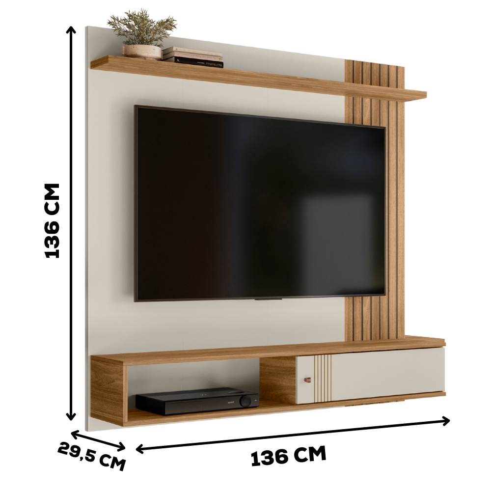Painel Suspenso Para TV 55 Pol 136 cm 8650 Off White Nature PLLA