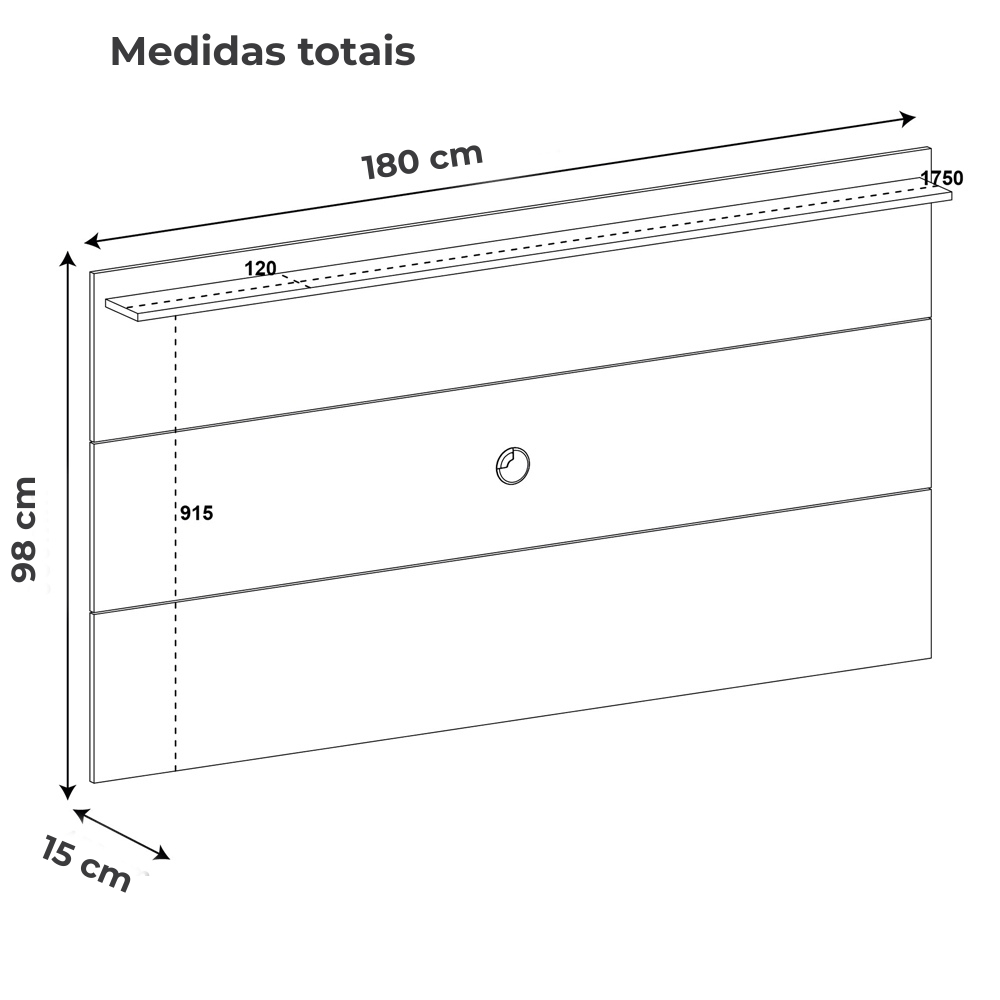 Painel Suspenso Para TV 60 Pol 1 Prateleira 180 cm Pinho ARLY