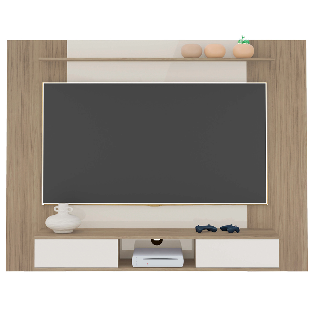 Painel Suspenso Para TV 72 Pol 176 cm Carvalho Off White ARLY