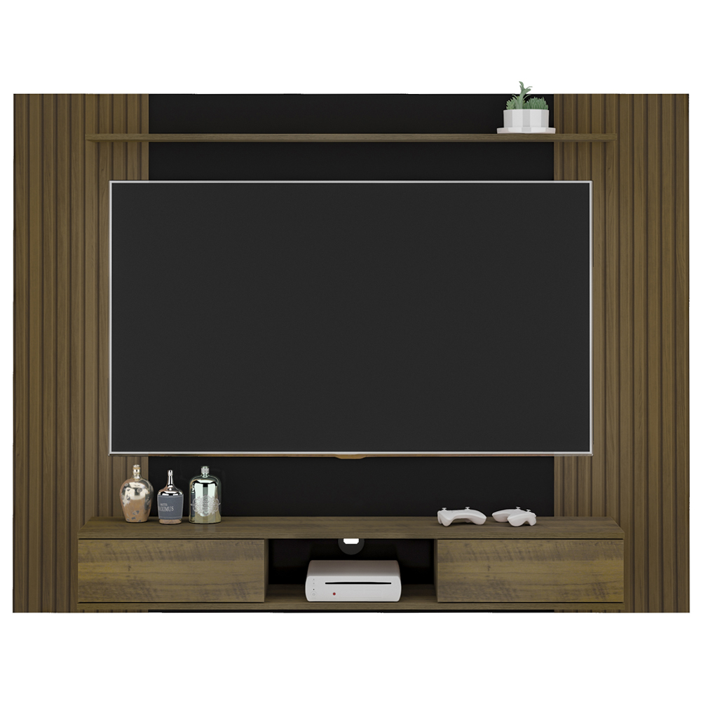 Painel Suspenso Para TV 72 Pol 176 cm Pinho Ripado Preto ARLY
