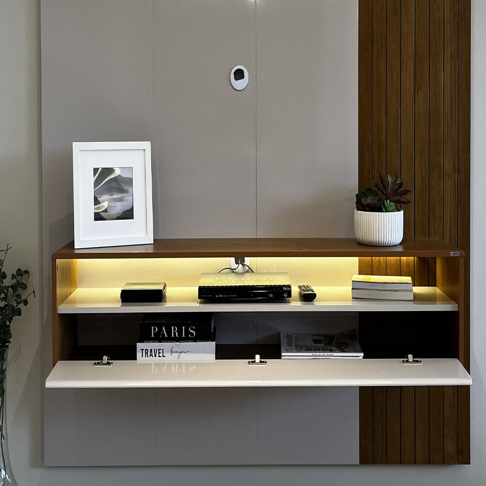 Painel Suspenso TV 65 Pol 1P 180 Cm Cinamomo Off White ARLY