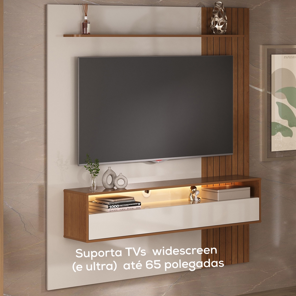 Painel Suspenso TV 65 Pol 1P 180 Cm Cinamomo Off White ARLY