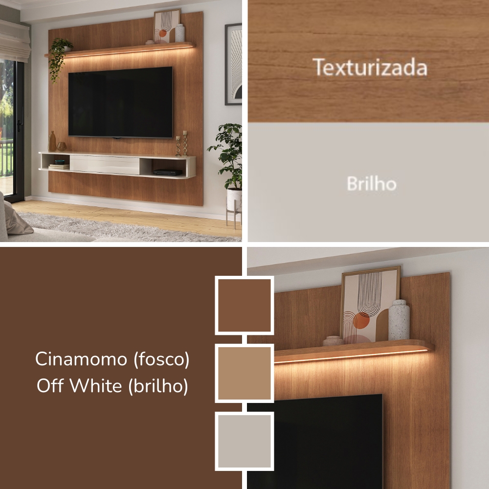 Painel Suspenso TV 75 Pol 183 cm 4622 Cinamomo Off White ARLY