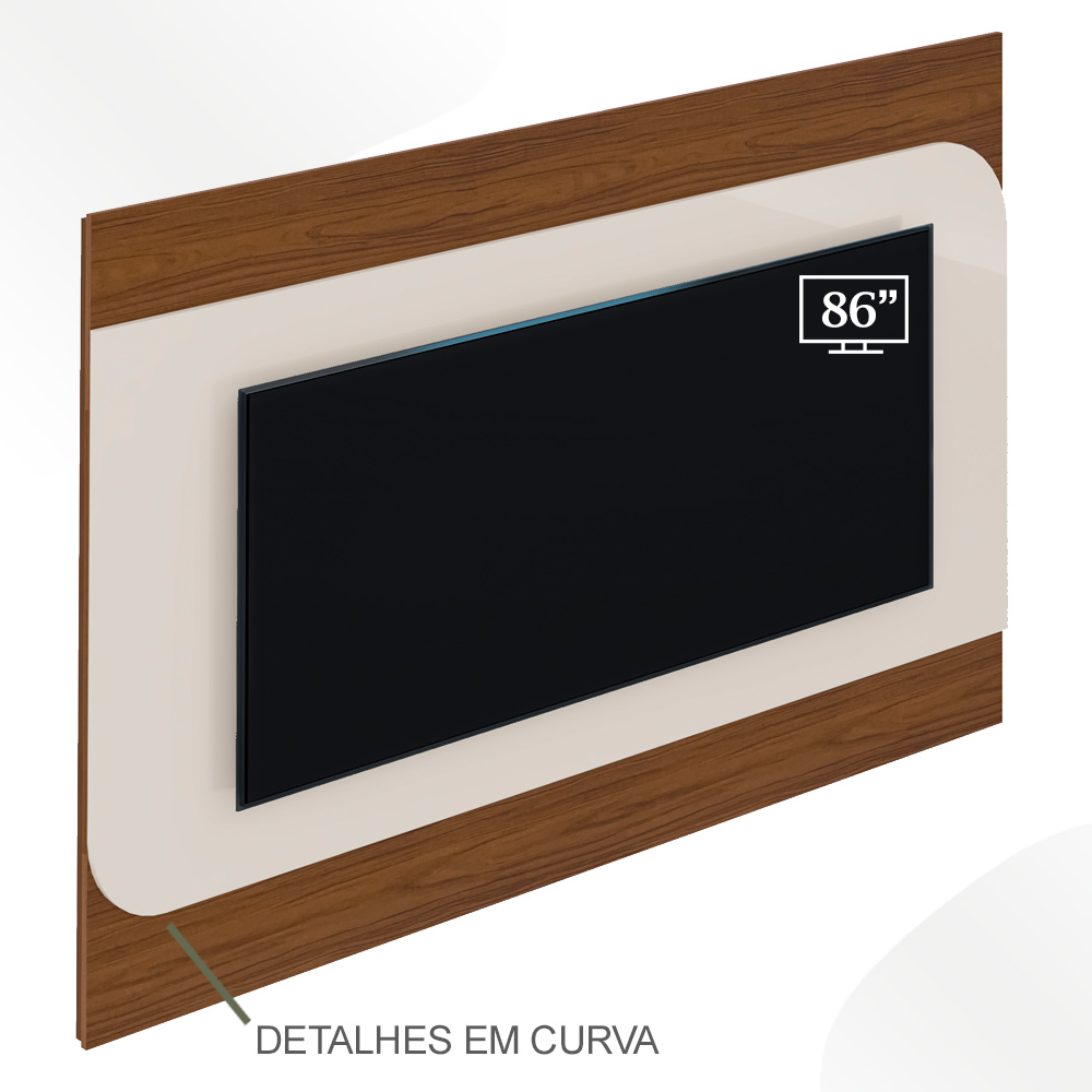 Painel Suspenso Tv 86 Pol 220 cm 4508 Cedro Off White ARLY