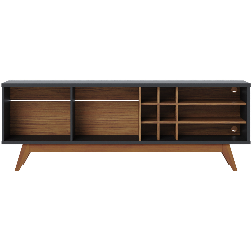 Painel TV 70 Polegadas Leme E Rack 2 Portas Noronha Preto Noce Milano CLB