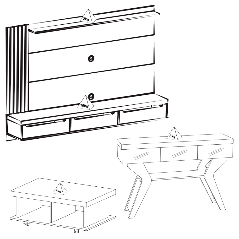 Painel TV Mesa Aparador Sala PDH4641 Cinamomo Off White ARLY