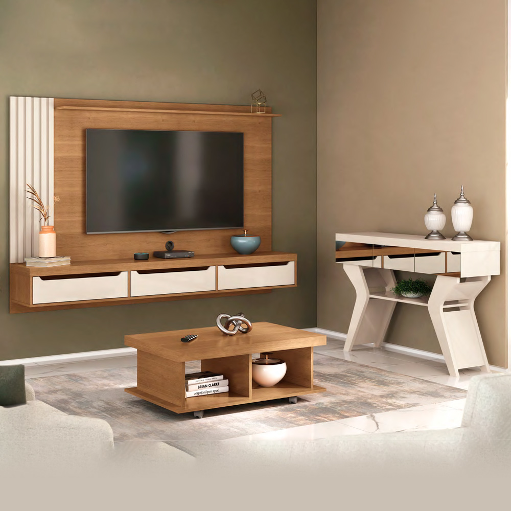 Painel TV Mesa Aparador Sala PDH4641 Cinamomo Off White ARLY